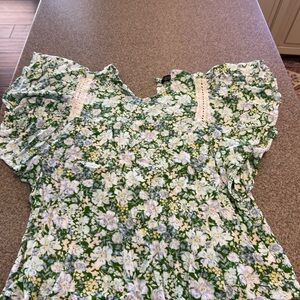 Floral Green Blouse